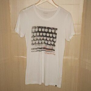 Hurley Womens White Typewriter Print Long Length Top Large